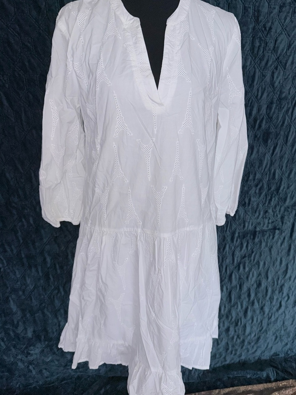 Karl Lagerfeld White Eyelet Long Sleeve Dress